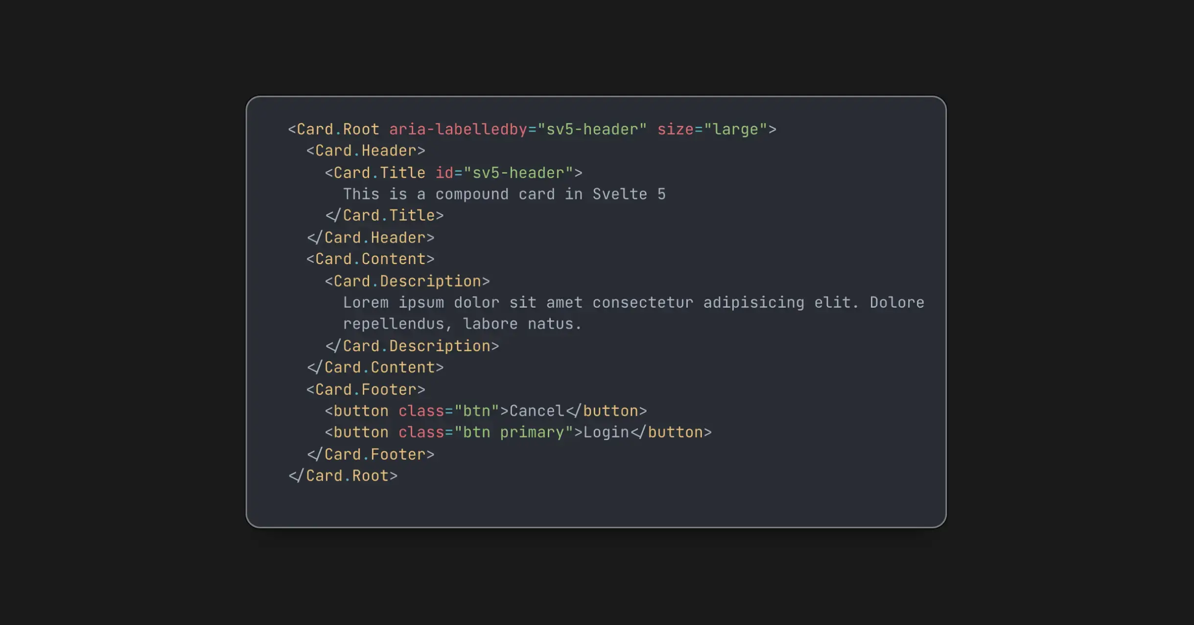 Example of a Card component with a header, body and footer