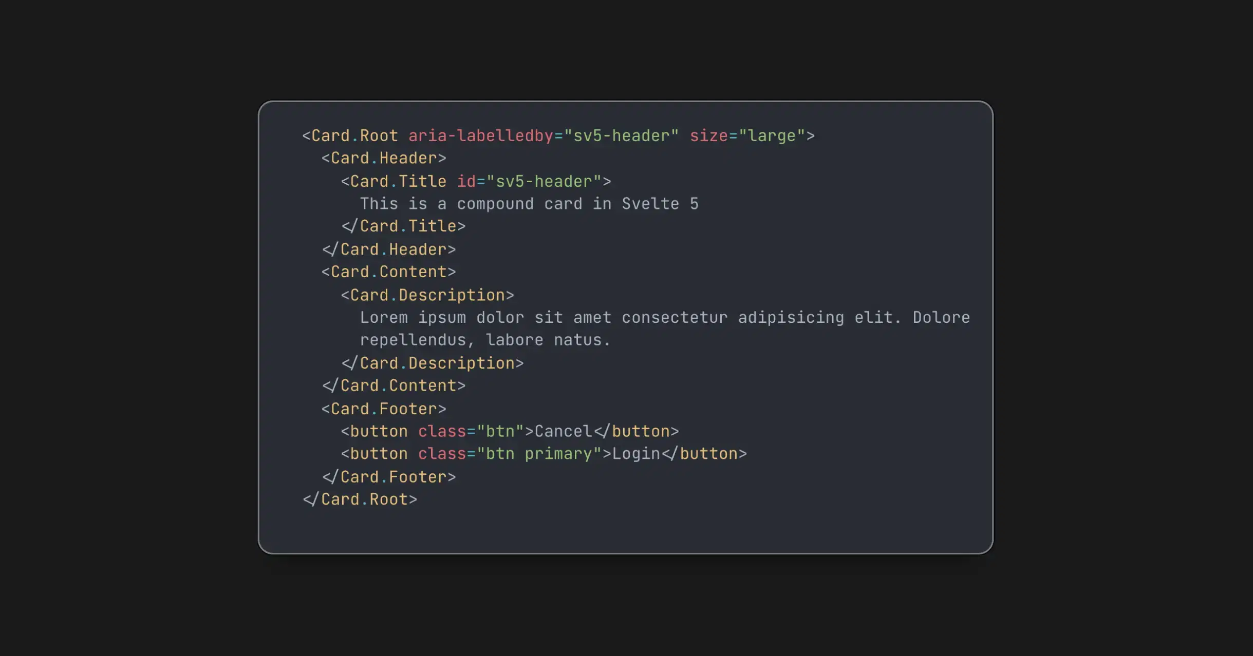 Example of a Card component with a header, body and footer