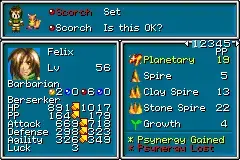 Class change system when a djinn is or not available for a character and how the stats and abilities change accordingly.