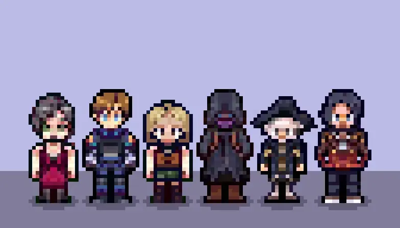 Some pixel art characters of Resident Evil 4