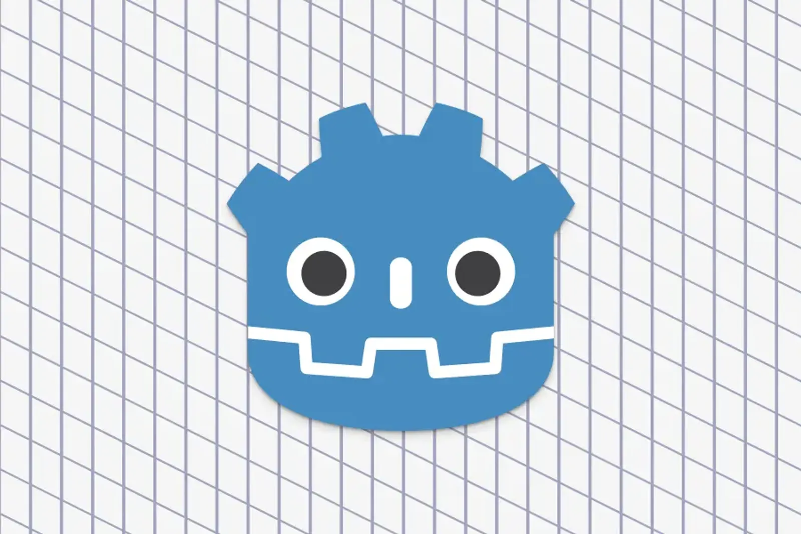 Logo of Godot in the center of a grid background