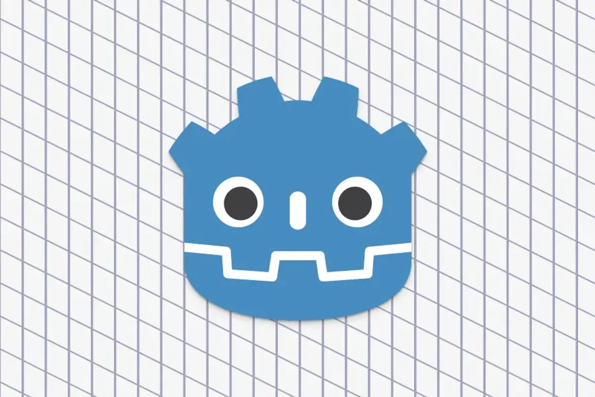 Logo of Godot in the center of a grid background